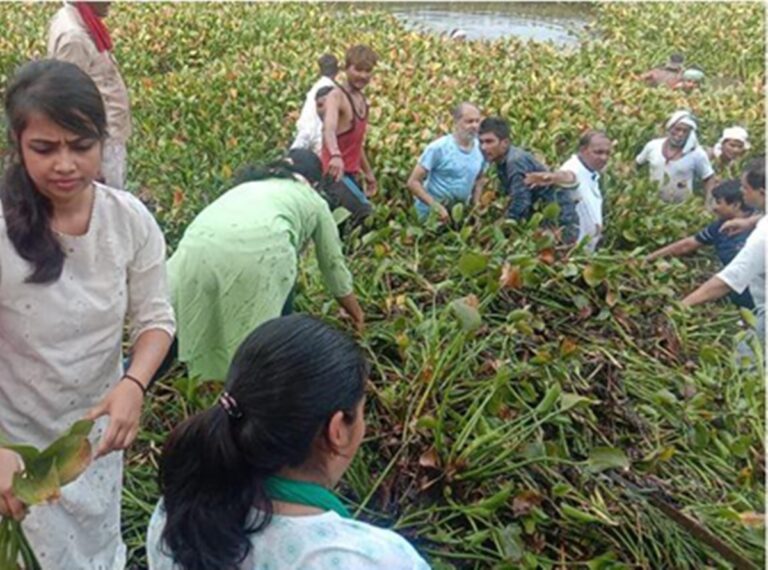Uttarpradesh News : जलकुम्भी हटवाने के लिए 4 घंटे तक तालाब में खडे रहे बाँदा के DM, जलकुम्भी साफ करने का चल रहा था अभियान